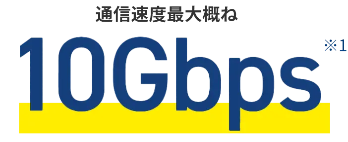 通信速度最大概ね　10Gbps