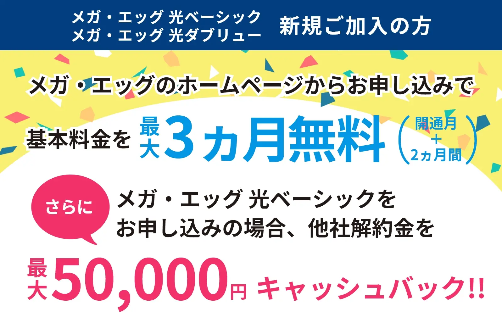 メガ・エッグ 光ベーシック、メガ・エッグ 光ダブリュー新規ご加入の方